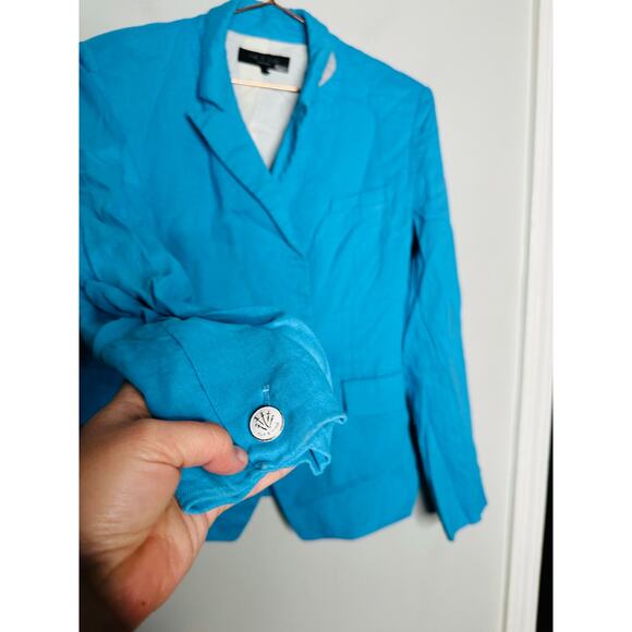 RAG & BONE Blue Linen Front Button Closure Fletcher Linen Blazer Coat Size 10 - Picture 9 of 16